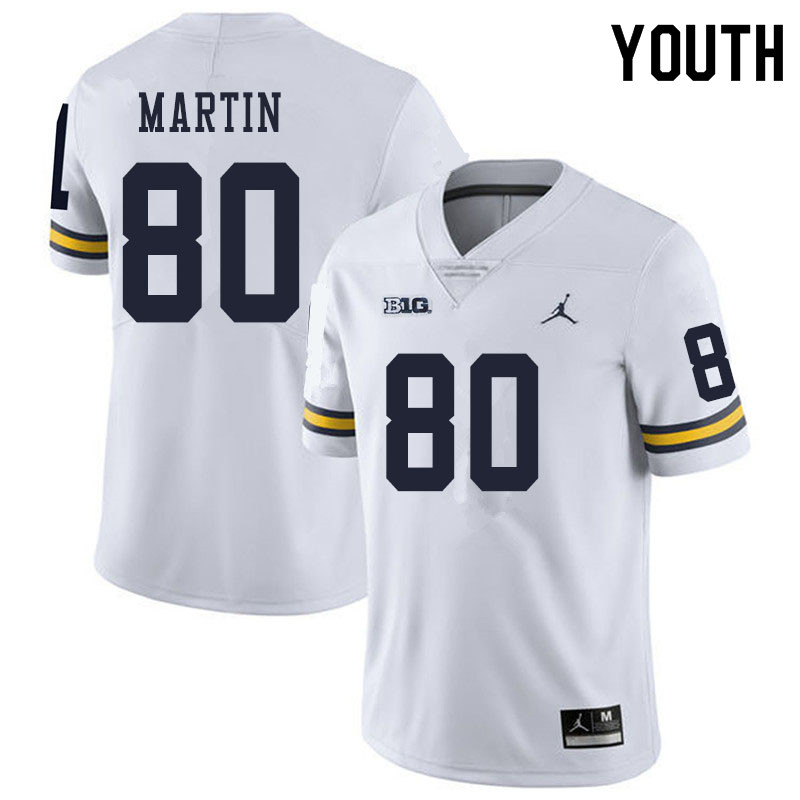 Youth #80 Oliver Martin Michigan Wolverines College Football Jerseys Sale-White